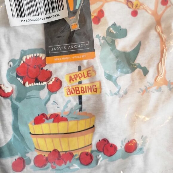 Infant Boys 4pc Dino Apple Picking Pants Set Navy/Red | 24M - Picture 5 of 6